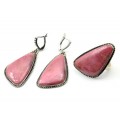 Кольцо и серьги родонит " Грация "