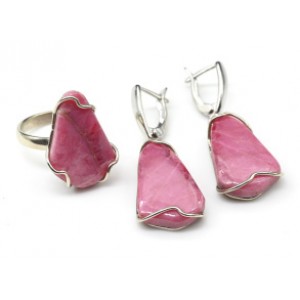 Кольцо и серьги с родонитом " Орлец "