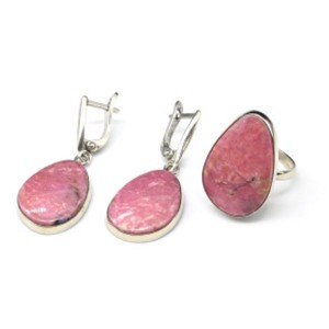 Кольцо и серьги с родонитом " Орлец "