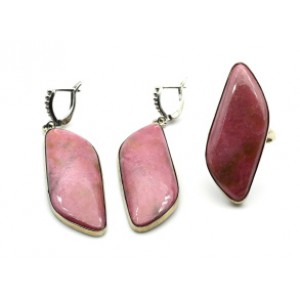 Кольцо и серьги с родонитом " Орлец " грация