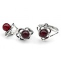 Кольцо и серьги с кварцем (имитация рубина)