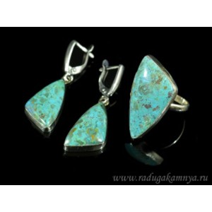 Кольцо и серьги с хризоколлой грация