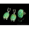 Кольцо и серьги хризоколла овал