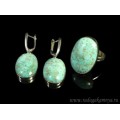 Кольцо и серьги хризоколла " Овал "
