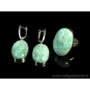 Кольцо и серьги хризоколла " Овал "