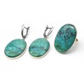 Кольцо и серьги хризоколла " Овал "