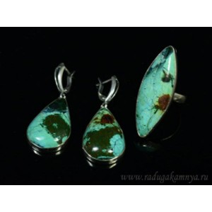 Кольцо и серьги хризоколла