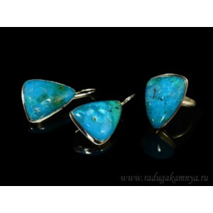 Кольцо и серьги хризоколла " Грация "