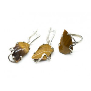 Кольцо и серьги из тигрового глаза