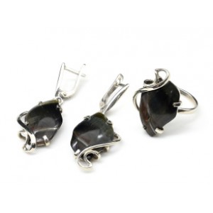 Кольцо и серьги с соколиным глазом