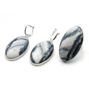 Кольцо и серьги с флюоритом " Овал " Кольцо и серьги с флюоритом " Овал "