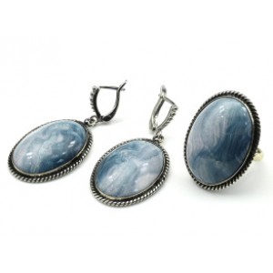 Кольцо и серьги с флюоритом " Овал "