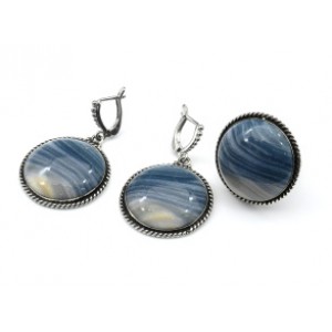 Кольцо и серьги с флюоритом " Круг " Кольцо и серьги с флюоритом " Круг "