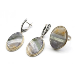 Кольцо и серьги из флюорита Кольцо и серьги из флюорита