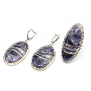 Кольцо и серьги флюорит " Овал "