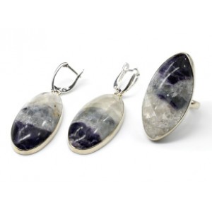 Кольцо и серьги с флюоритом " Овал "