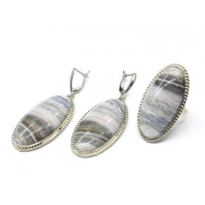 Кольцо и серьги флюорит " Овал "