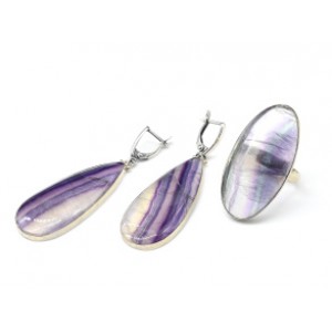 Кольцо и серьги с флюоритом Кольцо и серьги с флюоритом