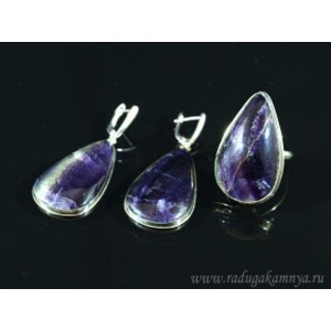 Кольцо и серьги из флюорита "Капля "