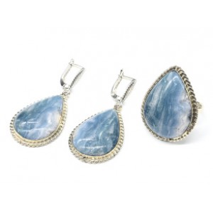 Кольцо и серьги флюорит " Капля "