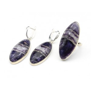 Кольцо и серьги с флюоритом " Рис "