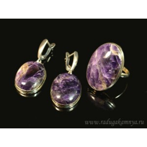 Кольцо и серьги флюорит " Овал "