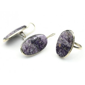 Кольцо и серьги флюорит " Овал "