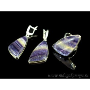 Кольцо и серьги флюорит грация