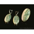 Кольцо и серьги из флюорита " Овал "