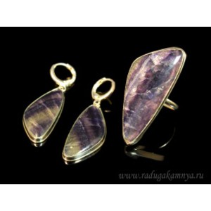 Кольцо и серьги флюорит грация,  .