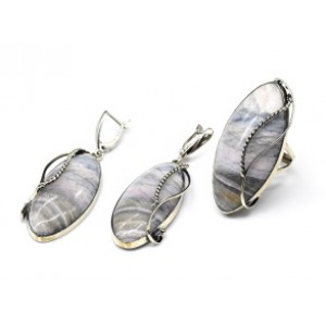 Кольцо и серьги флюорит