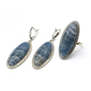 Кольцо и серьги флюорит " Рис "