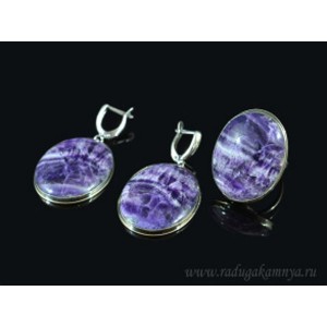 Кольцо и серьги флюорит овал