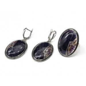 Кольцо и серьги с флюоритом " Овал "