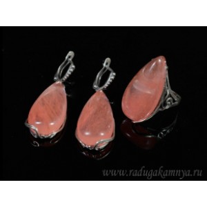 Кольцо и серьги с халцедоном (имитация)  (иск.)