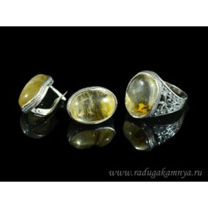 Кольцо и серьги с халцедоном (имитация)  (иск.)