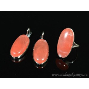 Кольцо и серьги с халцедоном (имитация)  (иск.)