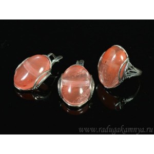 Кольцо и серьги с халцедоном (имитация)  (иск.)