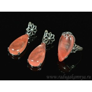 Кольцо и серьги с халцедоном (имитация)  (иск.)