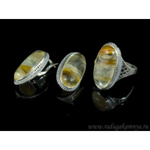 Кольцо и серьги с халцедоном (имитация)  (иск.)