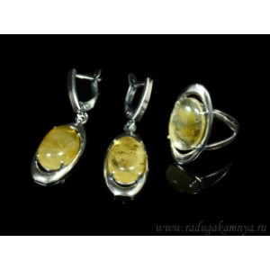 Кольцо и серьги с халцедоном (имитация)  (иск.)