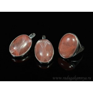 Кольцо и серьги с халцедоном (имитация) (иск.) Кольцо и серьги с халцедоном (имитация) (иск.)