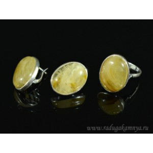Кольцо и серьги с халцедоном (имитация)  (иск.)