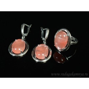 Кольцо и серьги с халцедоном (имитация)  (иск.)