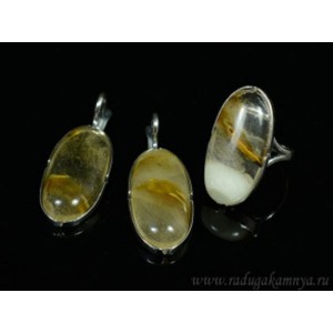 Кольцо и серьги с халцедоном (имитация)  (иск.)