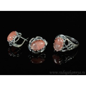 Кольцо и серьги с халцедоном (имитация) (иск.) Кольцо и серьги с халцедоном (имитация) (иск.)