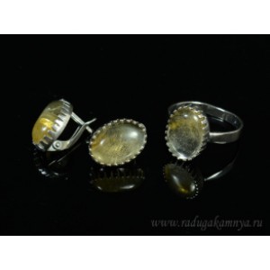 Кольцо и серьги с халцедоном (имитация)  (иск.)