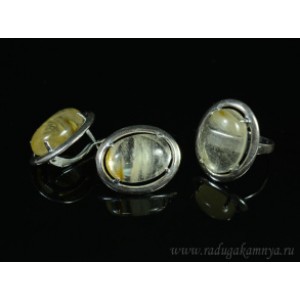 Кольцо и серьги с халцедоном (имитация)  (иск.)