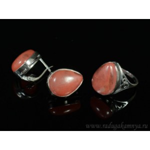 Кольцо и серьги с халцедоном (имитация)  (иск.)