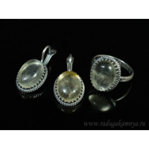 Кольцо и серьги с халцедоном (имитация)  (иск.)